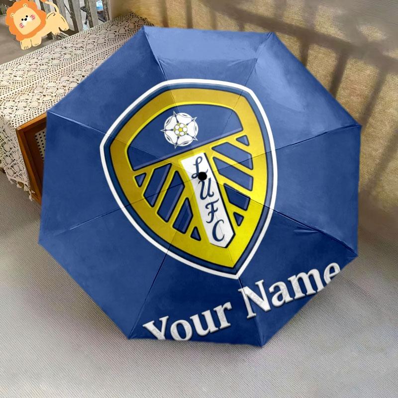 1 PC Automatic Folding Umbrella - Leeds United Custom Name Pattern, Portable & Foldable Design with 8 Ribs, Christmas Birthday Gifts