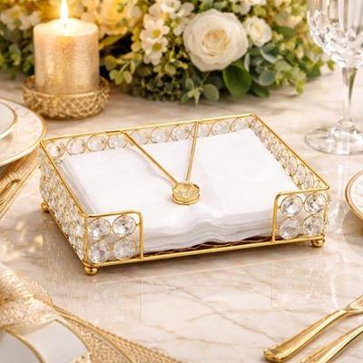 Crystal Napkin Paper Holder Facial Tissues Napkin Organizer Mails Letters Cards Holder Cast Standing