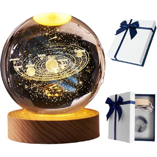 Happyhaves Calming Stellar Spheres - The Galaxy, Saturn and The Moon 3D Sphere Light and Lamp