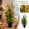3 Ft Artificial Christmas Tree with Warm Lights, Potted Tabletop Holiday Decor for Indoor and Outdoor Use