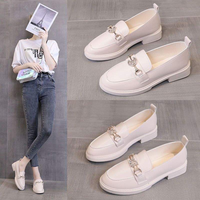 Women's Small Leather Shoes Women's British Style Women's Shoes Small Fragrant Style Soft Sole One Pedal Spring and Autumn Students