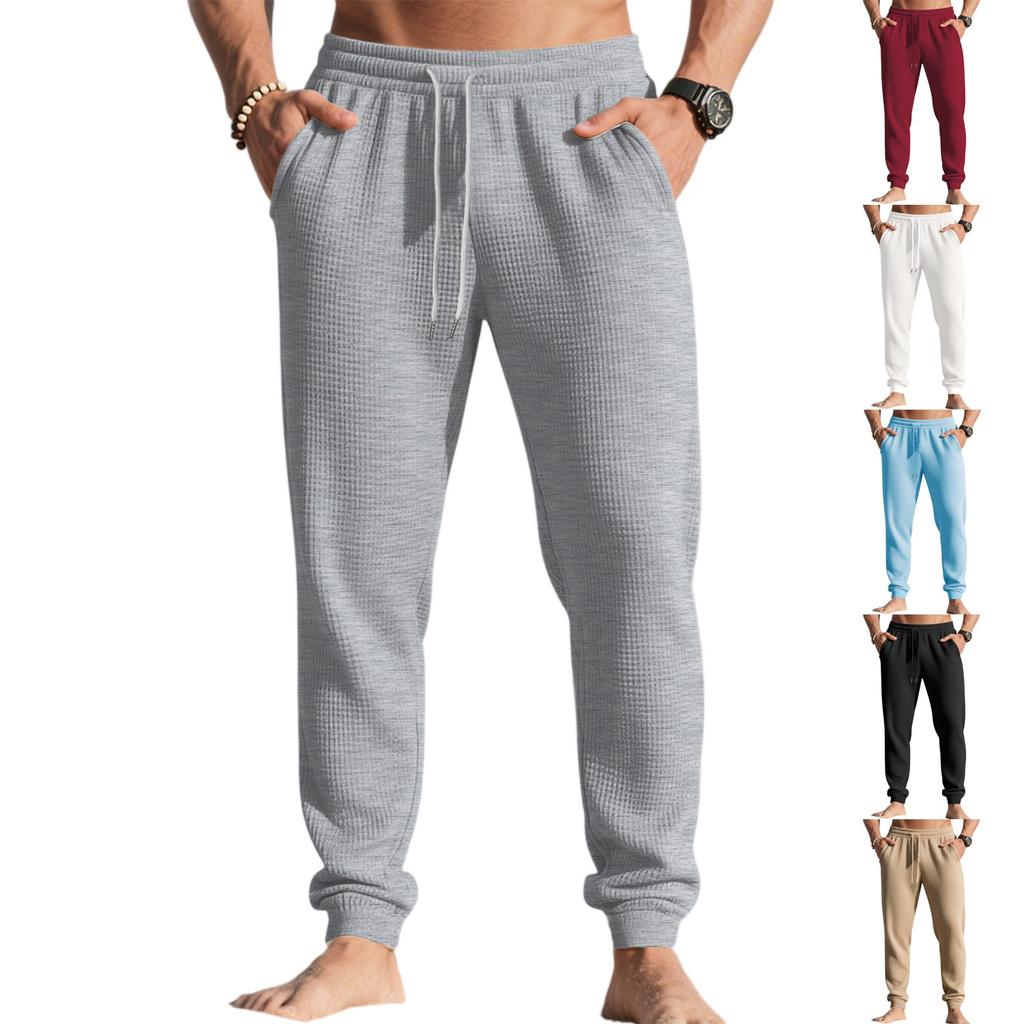Men's Long Pants, Elastic Waist Drawstring, Lightweight, Slim Fit, With Pockets, Comfortable And Breathable Linen Long Pants