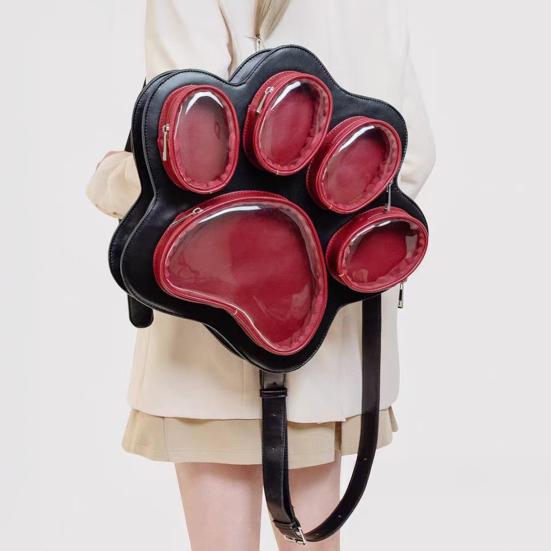 Cat Paw Ita Bag Pin Doll Display Backpack Transparent Pouch Backpack for Cat Lover Gift Street Daily Outings