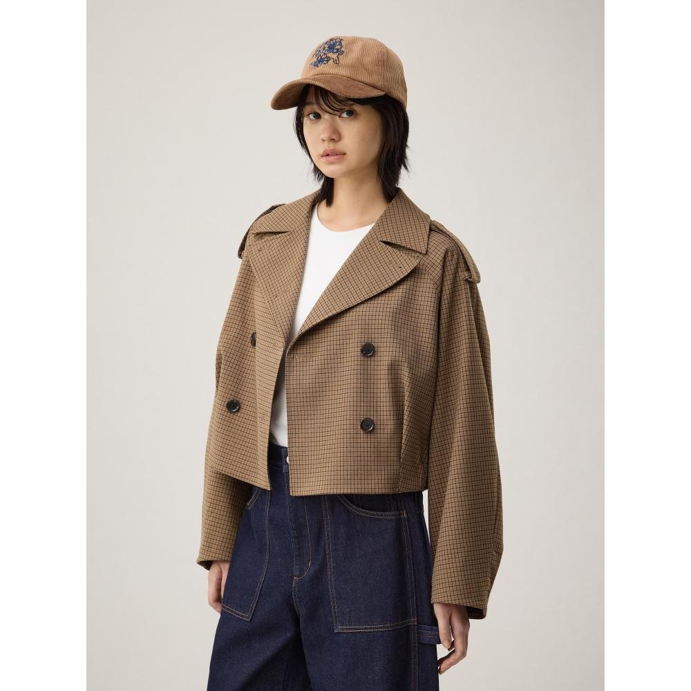Gu By Uniqlo Short Trench Check Coat Rokh