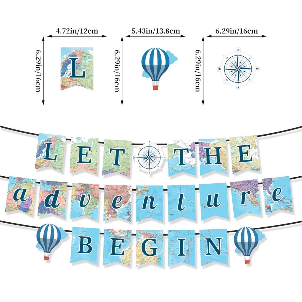 Travel Adventure Birthday Party Decoration Arrangement Retirement Around The World Balloon Flag Set Customization
