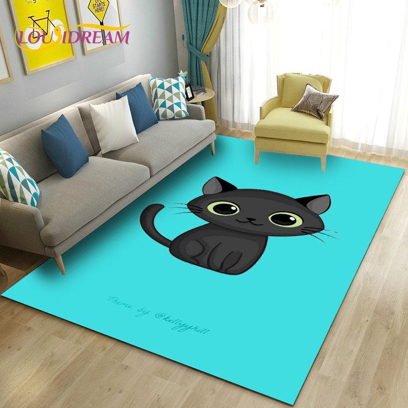 3D Cartoon Cute Cat Area Rug,Carpet Rug for Living Room Bedroom Sofa Doormat Kitchen Decoration,Kid Play Game Non-slip Floor Mat