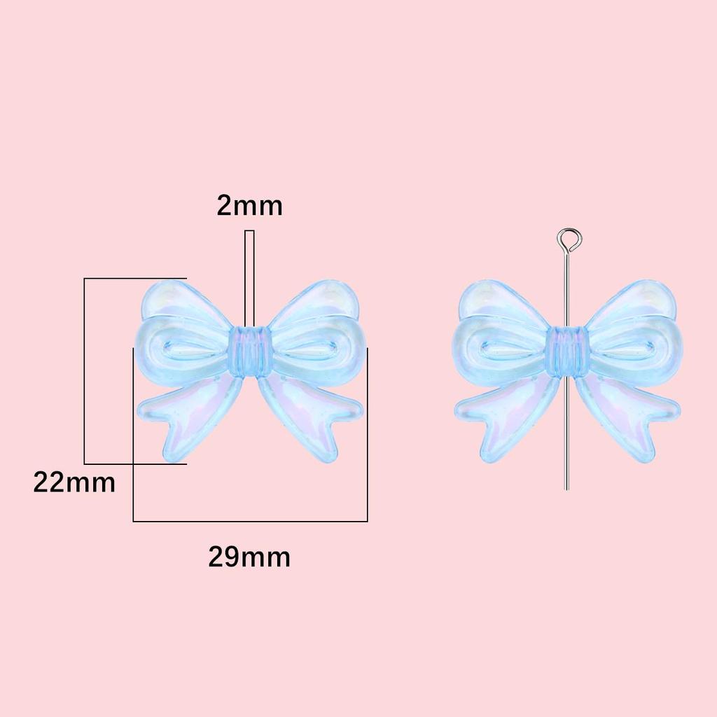 4Pcs 22*29mm Acrylic Magic Colors Bowknot Accessories For Jewelry Making DIY Charm Decoration