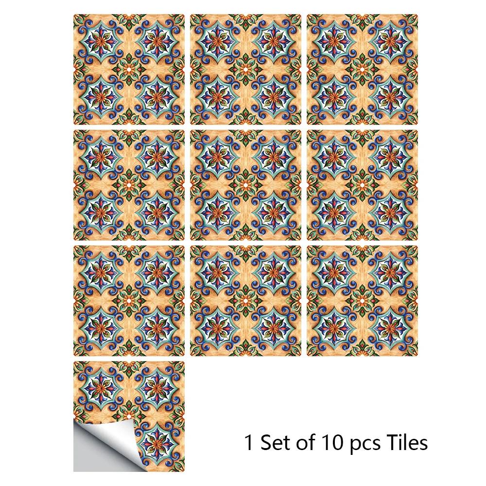 10pcs/set 10/15/20/30cm Flat Marble Mosaic Hard Tiles Wall Sticker Kitchen Bathroom Floor Diagonal Decor Wallpaper PVC Art Mural
