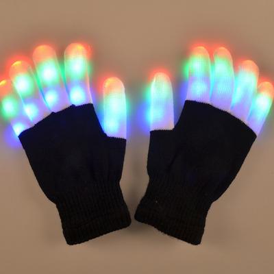 Yousheng LED Rave Glove 7 Colors Light Up Finger Gloves for Kids Teens Adults Glowing Gloves for Shows Party Halloween