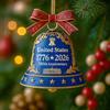 United States 250th Anniversary Bell Ornament Commemorative Patriotic Christmas Tree Metal Bell Hanging Decoration Holiday Party Pendant