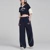 Reebok Color Block Loose Wide Leg Casual Pants Women bottoms Navy-Blue 24SRC610WGN2
