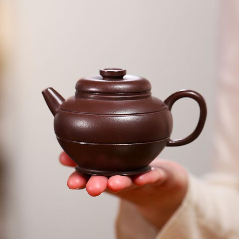 

200ml Antique Yixing Purple Clay Teapots Handmade Giant Wheel Pearl Pot Raw Ore Purple Mud Kettle With Strainer Zisha Tea Set