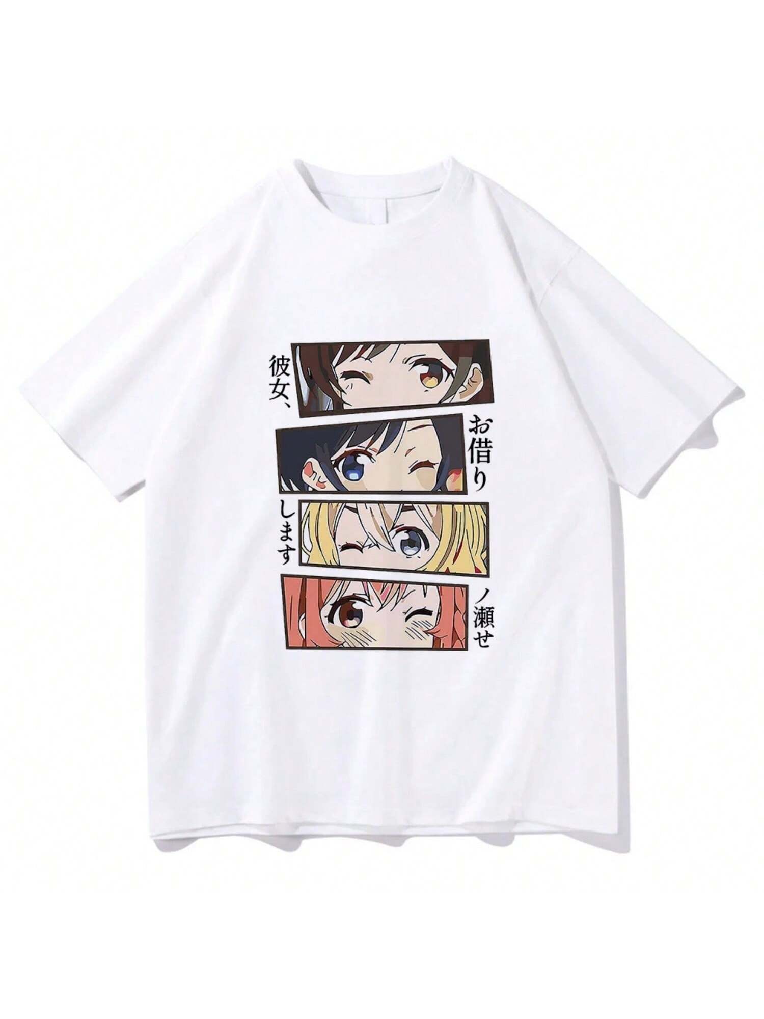 2023 Rent A Girlfriend T Shirt Men Harajuku Kawaii Kanojo Okarishimasu Mami Kazuya Chizuru Ruka Tshirt Unisex Anime Manga Cotton S разноцветный