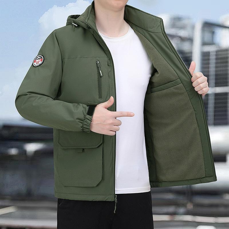 

2025 зимовий захист від холоду повсякденний вітрозахисний чоловічий модний комір-стійка потовщений чоловічий одяг потовщена тепла куртка M армія зелений колір