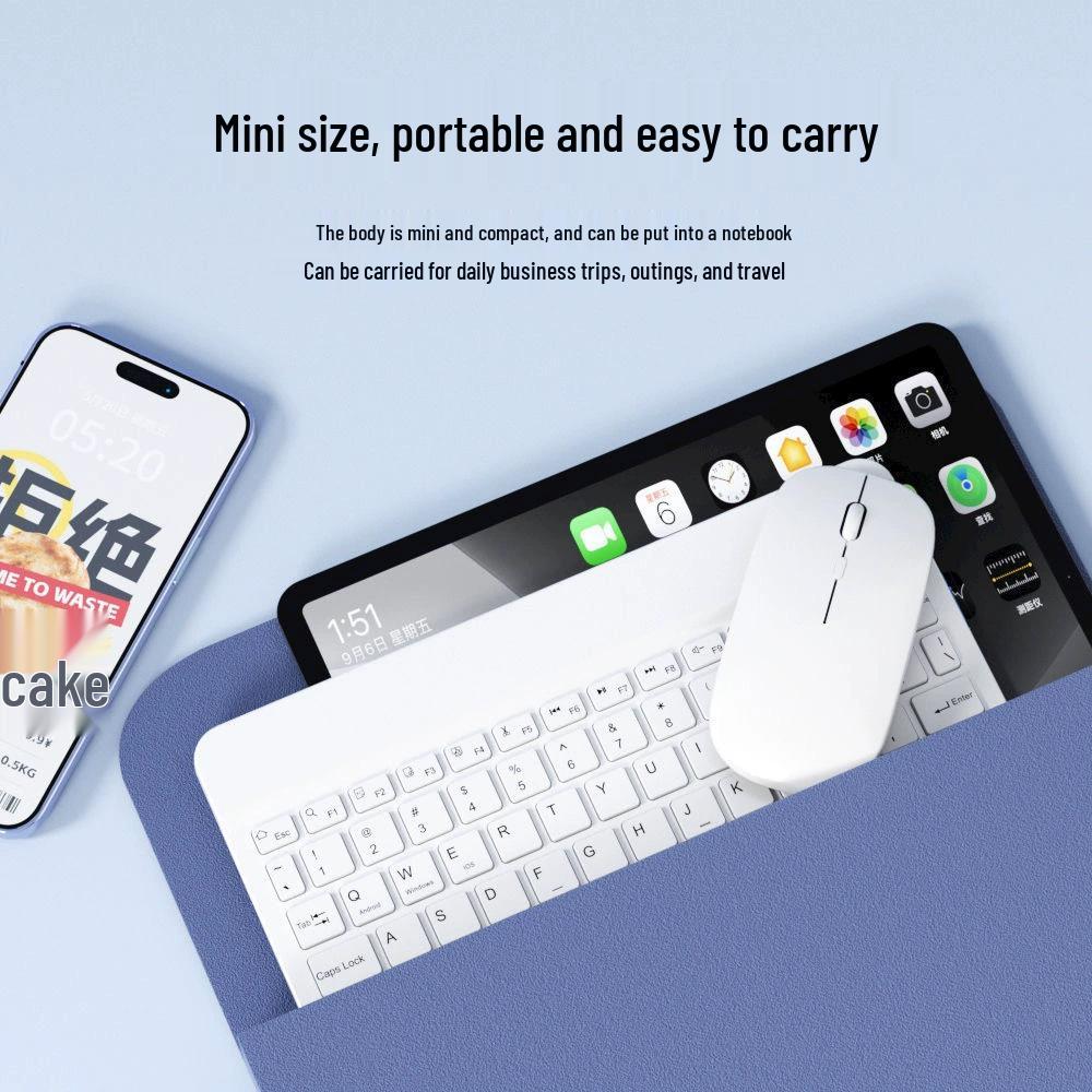 Wireless Bluetooth Keyboard & Silent Mouse Set for iPad/Apple/Huawei Devices