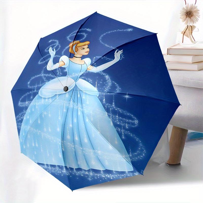 Cinderella, Fairy Godmother Automatic Opening and Closing Umbrella - 8 Ribs Portable Folding Umbrella with Plastic Handle, Suitable for Leis