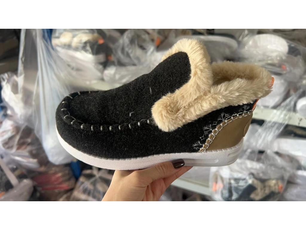 2024 Women's Plus Velvet Thickened Warm Flat Cotton Winter Shoes, Large Size