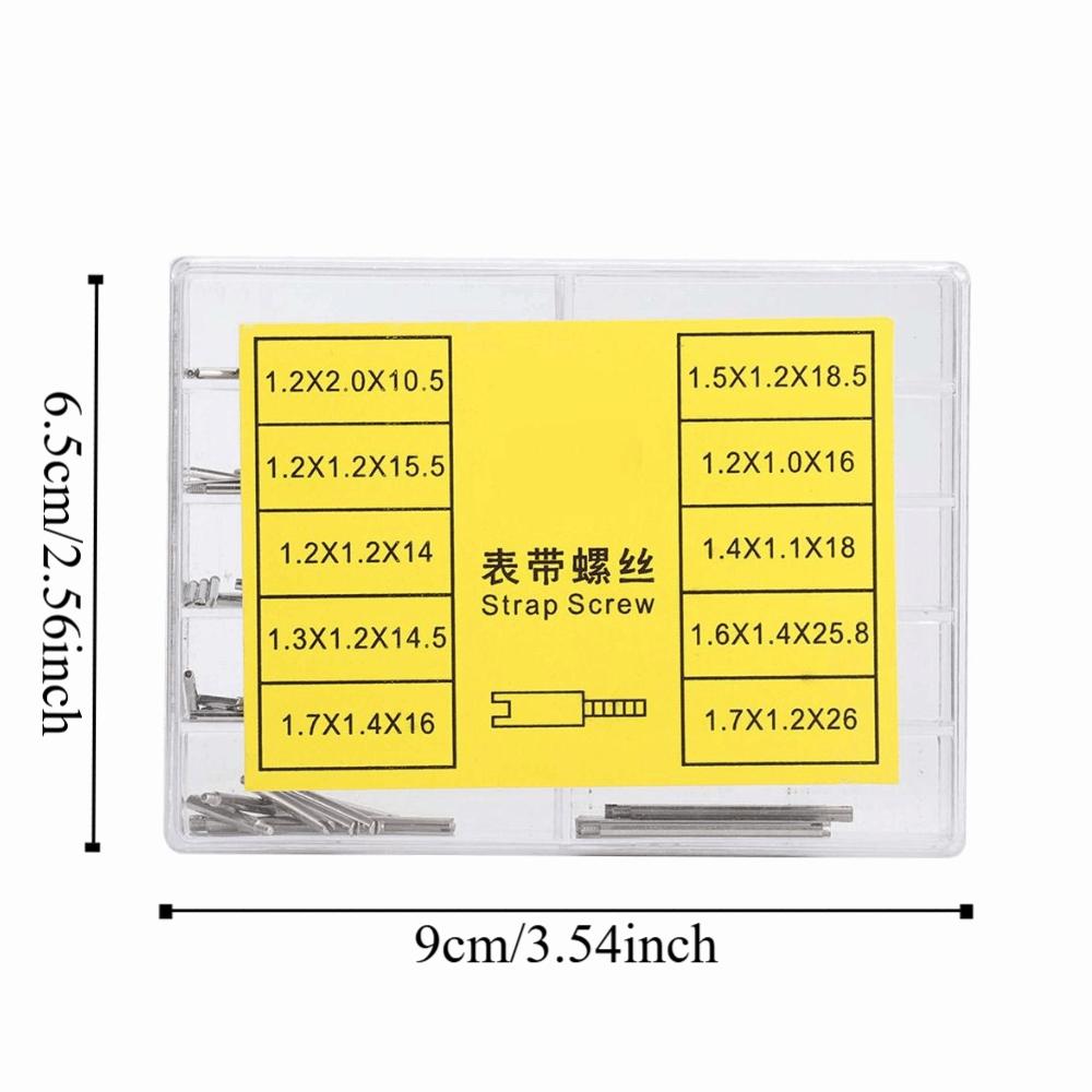 Profesionální sada šroubů na hodinky s 10 velikostmi, stříbrná barva, kovový materiál, příslušenství pro hodinky, nástroj pro opravu hodinek, nadšenci hodinek