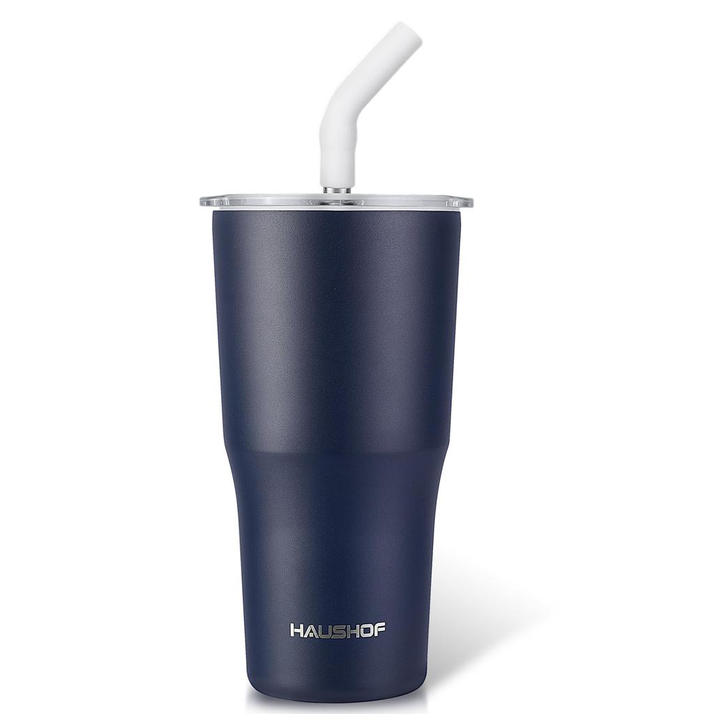 HAUSHOF 530ml Stainless Steel Tumbler with Straw and Lid, Coffee Cup, Water Bottle, Mug, Coffee Tumbler, Double-Walled Wall, Vacuum Insulated,