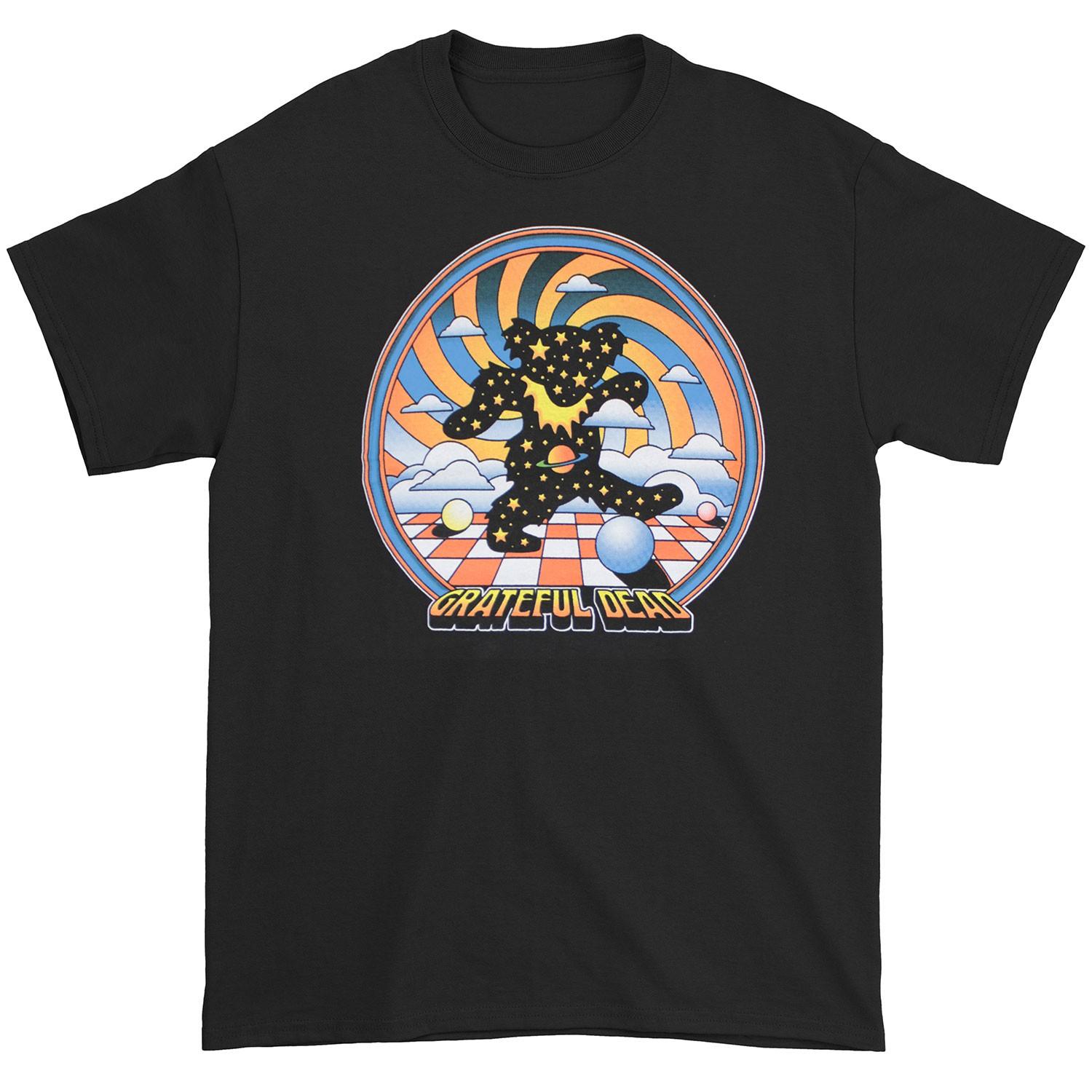 Men s Grateful Dead 3D Planetary Dancing Space Bear T-shirt Small Black 2XL