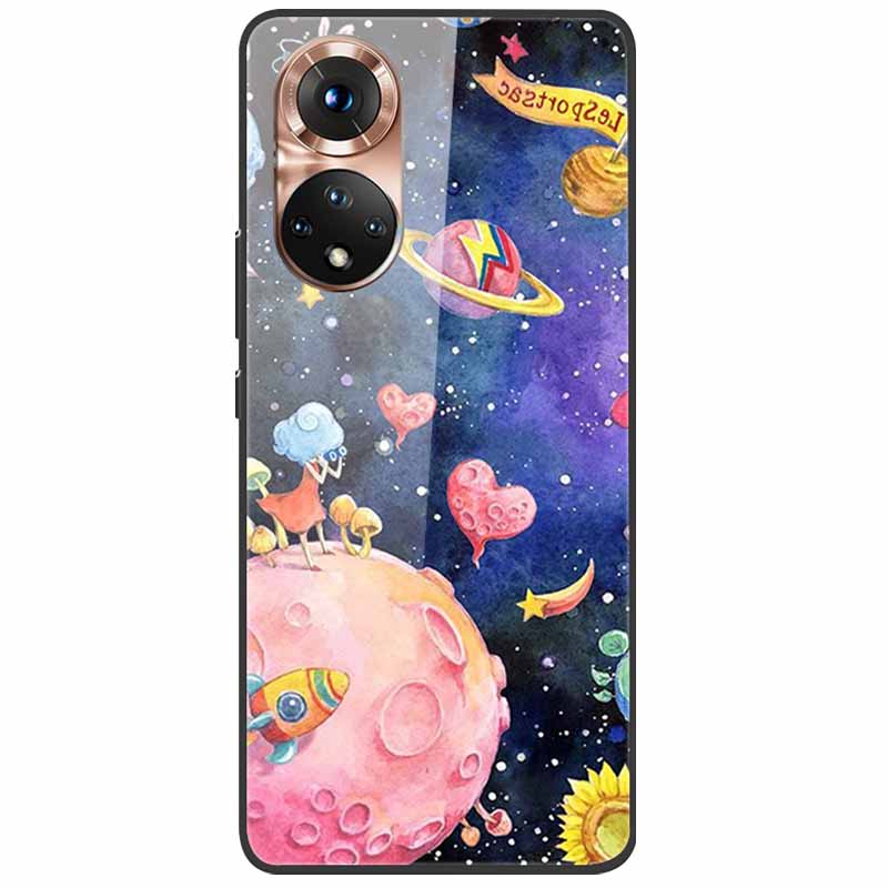 

Phone Cases For Honor 50 Case Honor50 Capa Tempered Glass Print Hard Covers For Huawei Honor 50 Pro 50Pro Shockproof Fashion Honor 50