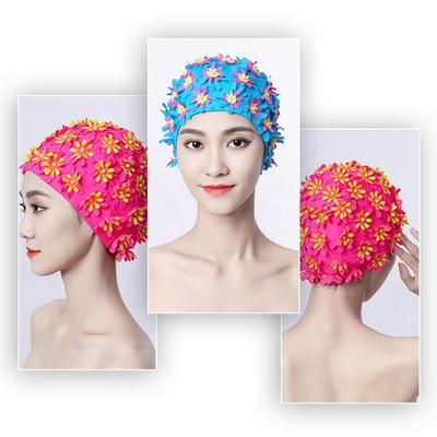 Cuffia da nuoto per capelli lunghi Cappello da nuoto a fiore Cappello da sub Cuffia da nuoto a petali floreali Donna