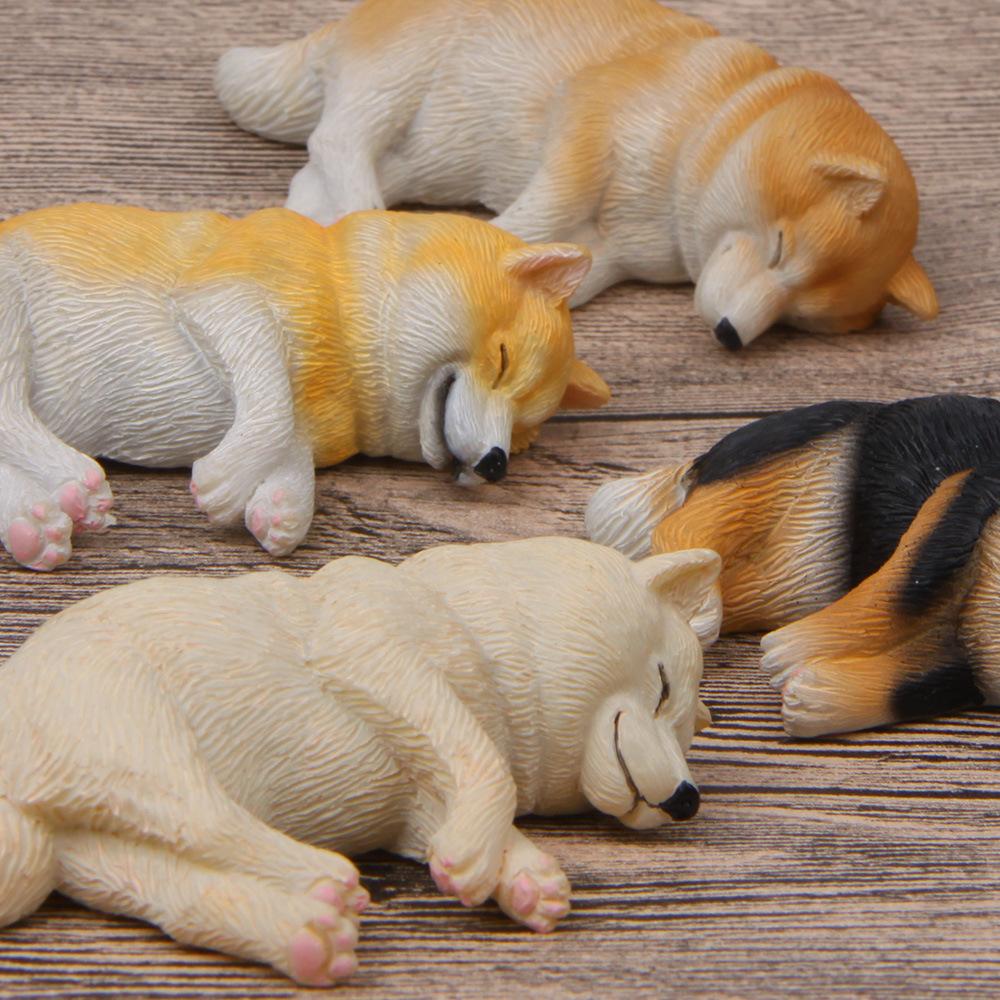 Warm and Sleepy Series Shiba Inu Models, Super Cute Husky Figurines, Fridge Magnets, Car Ornaments
