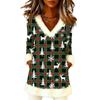 Women's Christmas Fashion Plush V-Neck Pullover Printed Long-Sleeved Top