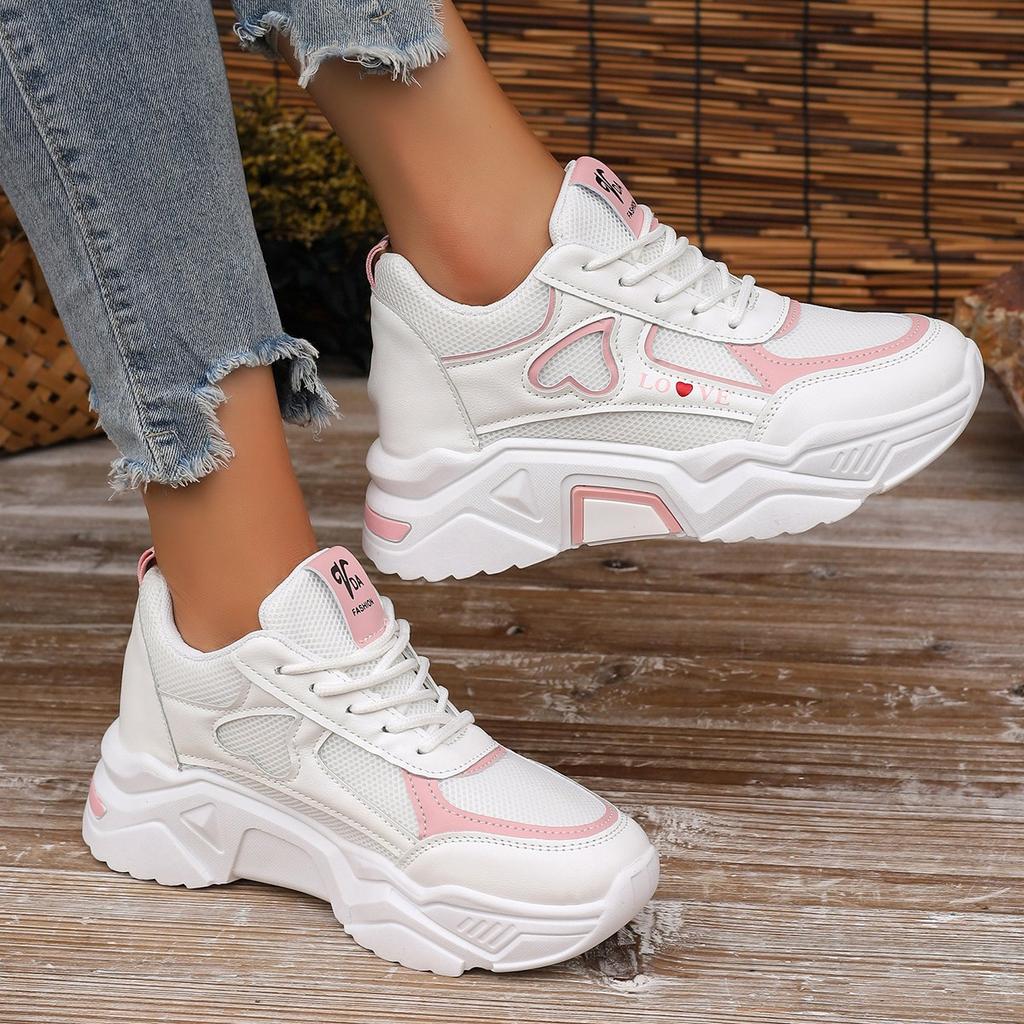 Damen Mode Plateau-Sneaker Lässige Sportliche Höhensteigernde Schuhe Atmungsaktives Mesh Rutschfeste Lauf- und Outdoor-Wanderschuhe