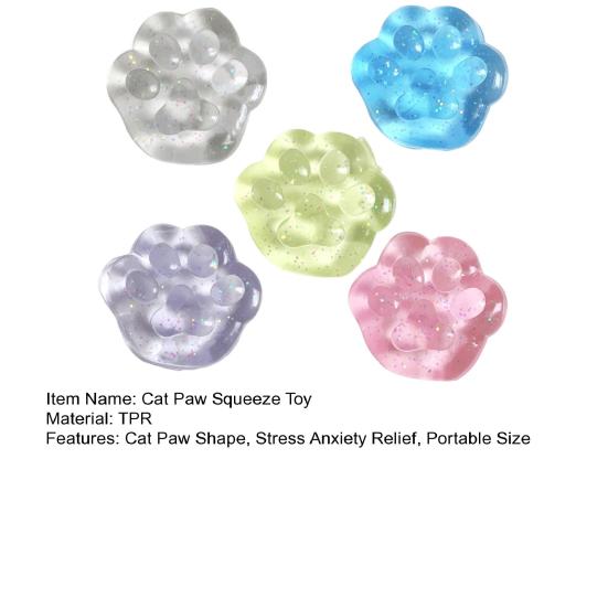 3/5Pcs Clear Cat Paw Squeeze Toy Anxiety Stress Relief Transparent Kitten Paw Pinch Sensory Toy Kids Teens Adults Soft