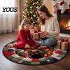 Soft Fluffy Christmas Rug Santa Claus 3D Round Carpet, Crystal Velvet Floor Mat for Children Room Festive Carpet Living Bedroom Holiday Home