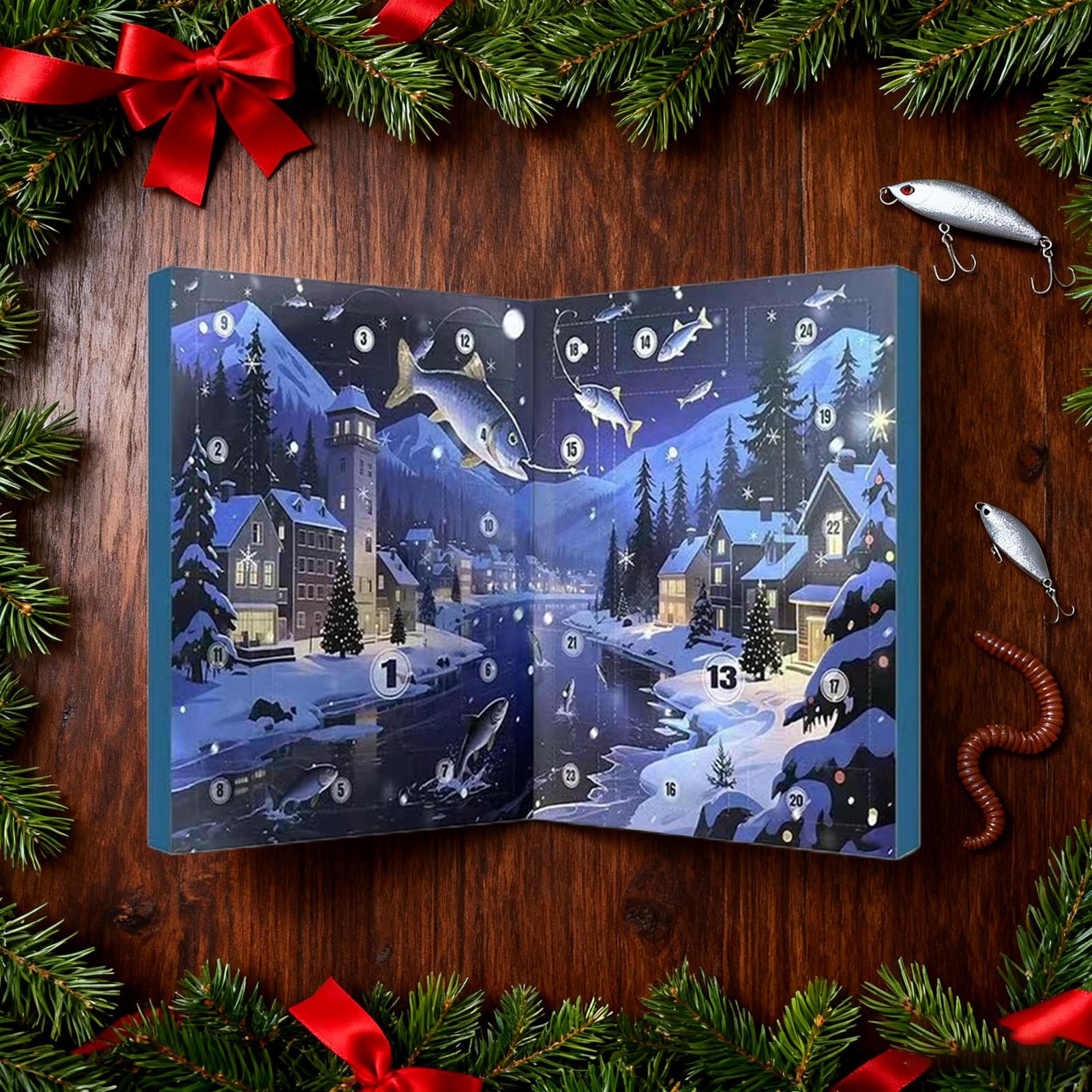 

Advent Fishing Calendar 2025 24-Day Holiday 2025 Party Favors Fishing Lure Set Christmas Calendar Advent For Men Boys Husband A