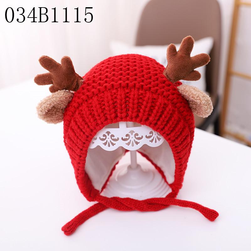 

Baby hats autumn and winter boys baby wool hats antlers ears girls ear protectors knitted hats thermal hats красный