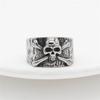 Retro Skull Wide Ring For Men Silver Color Punk Gothic Rock Hiphop Open Ring Zinc Alloy Designer  Biker Accessories Gift