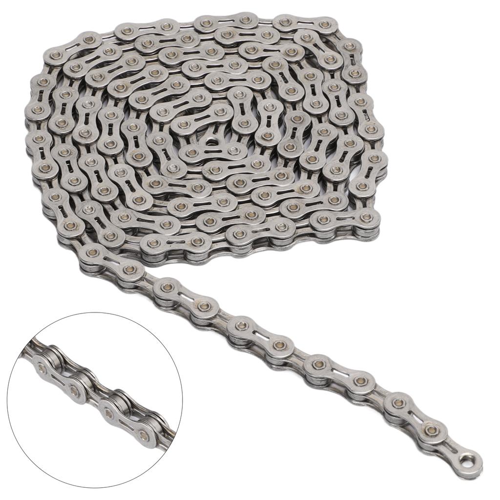WAKE Bicycle 9 Speed Electroplated Silver Chain Mountain Road Bike 116 Links Chains