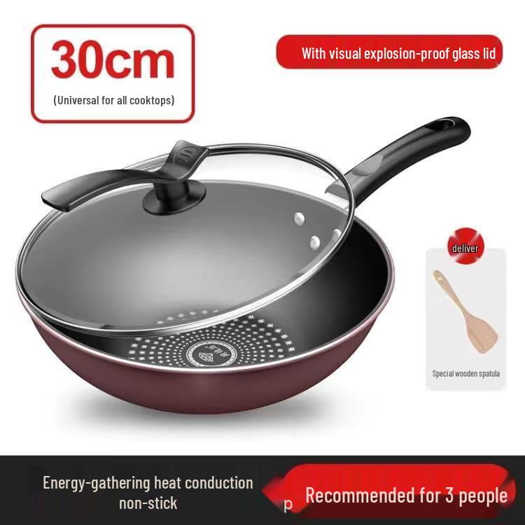 Crystal Diamond Non-Stick Iron Wok for Induction & Gas Stoves - Smoke-Free, Oil-Free Cooking