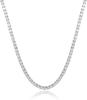 18K White Gold Plated Zirconia Tennis Necklace Choker, 4-Prong, Size Options: 2mm-6mm, Fashion Trend Bestseller
