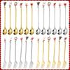 6PCS Christmas Spoons Coffee Cutlery Set Stainless Steel Cutlery Set Dessert Spoon Forks Christmas Gifts Elk Christmas Decoratio