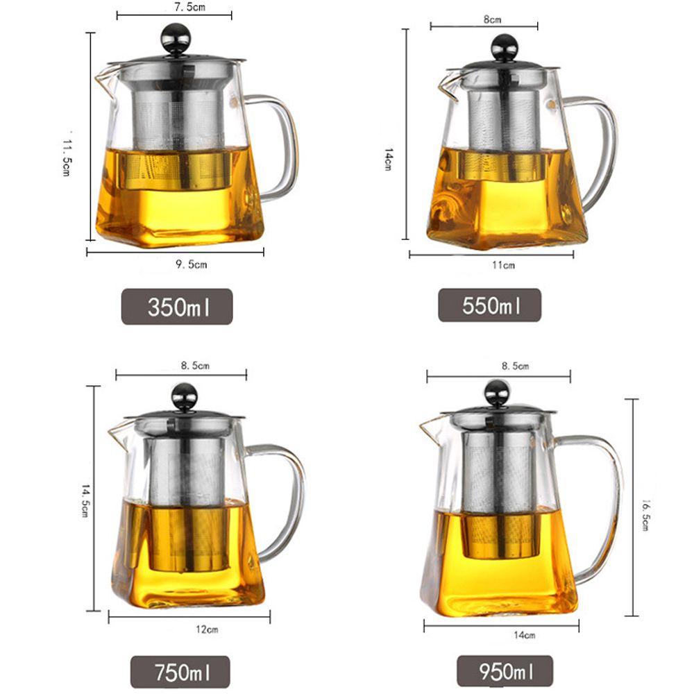 Stainless Steel Tea Strainers Scented Tea Coffee Glass Square Pot with Tea Strainers Kettle Teapot