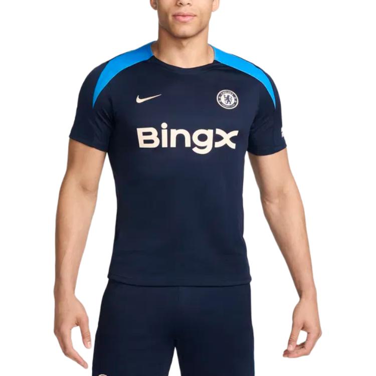 Nike Logo Printed Color Block Short Sleeve Crew Neck T-Shirt Men Tops Navy-Blue FN9813-454