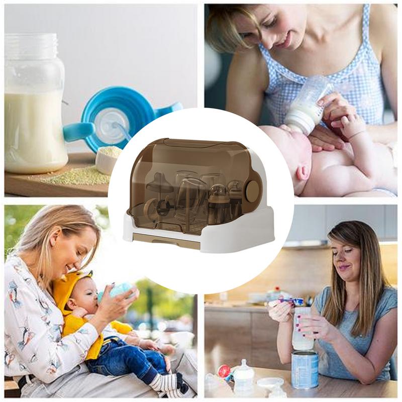 Baby Bottle Drying Rack With Removable Drip Tray Dustproof Bottle Storage Dust-proof Portable Baby Bottle Storage Box With Lid