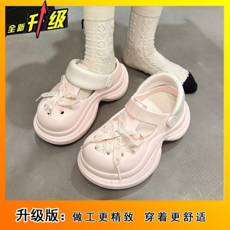 

Non-slip super fire beach bag head half slippers women s 2025 spring and summer new small cool slippers thick-soled hole shoes women 34