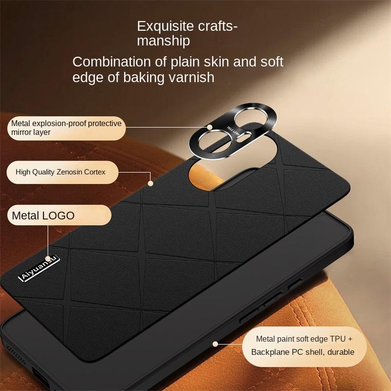 For VIVO S30 S30 Pro high-luxury vegan leather metal lens protection anti-drop and anti-fingerprint phone case
