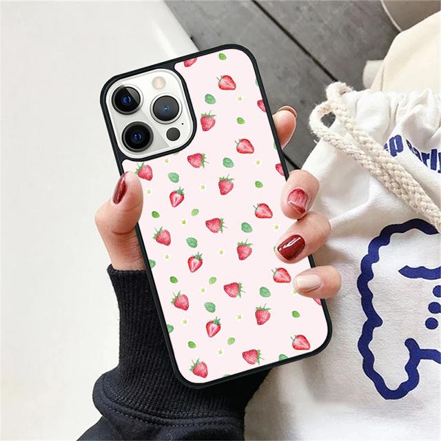 Pink Strawberry Pattern Coque Shell For iPhone 17 Air 15 16 14 13 12 Pro Max 11 Pro Max Plus Phone Case Cover