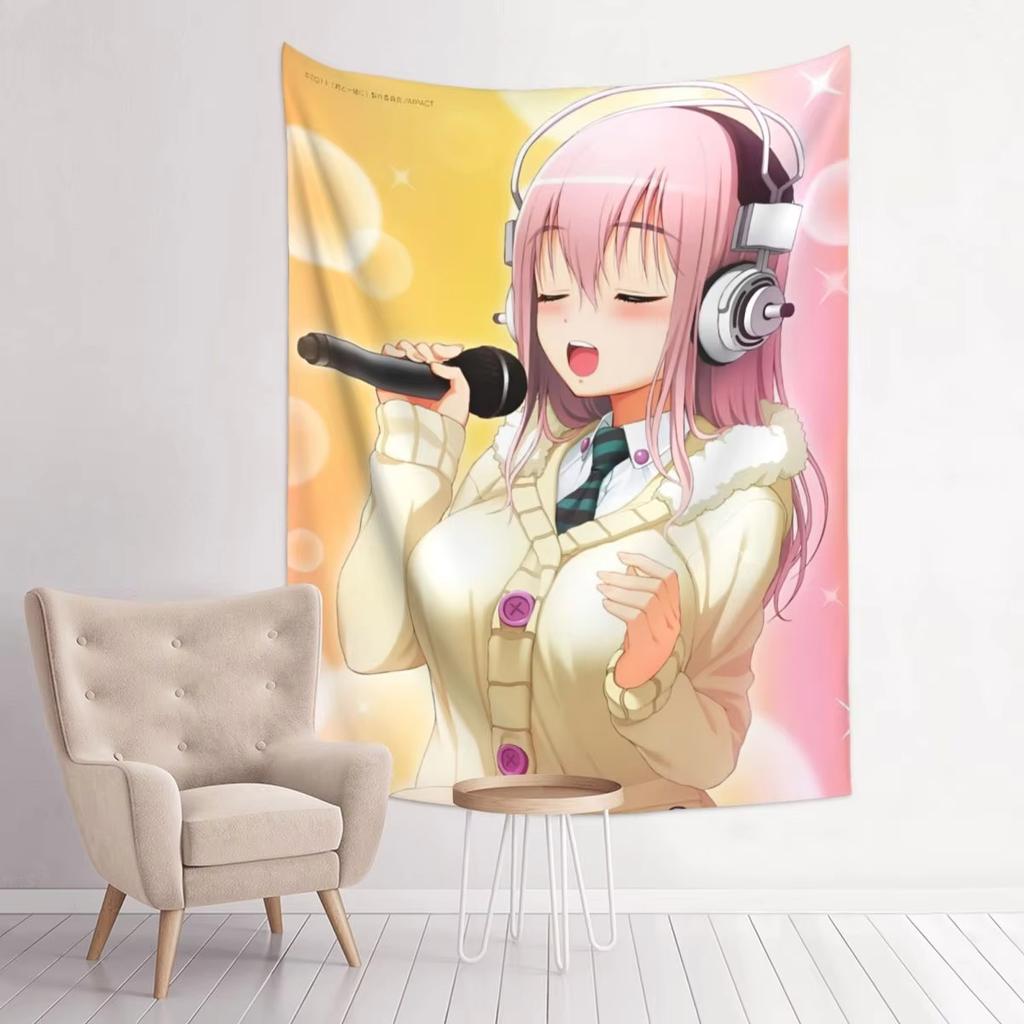SSuper Sonico Anime Tapestry Bohemian Hippie Style Wall Hanging Kawaii Decor for Dorm Bedroom