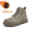 Men's Ankle Boots Fashion Leather Motorcycle Boots Outdoor High Top Casual Shoes Non-slip Male Botas Walking Shoes