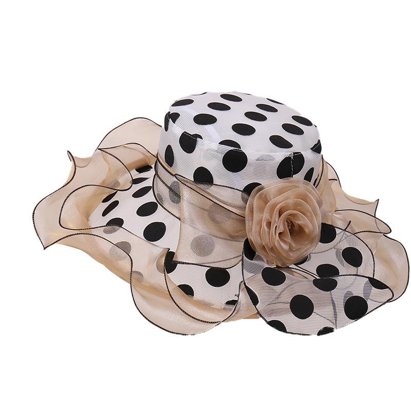 Polka dot flower bucket hat summer new travel vacation seaside sun hat versatile big brim basin hat