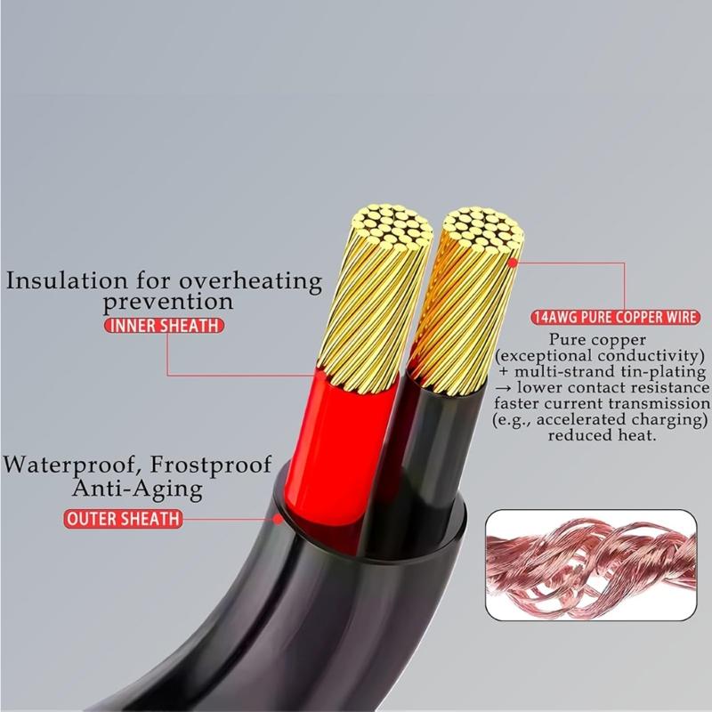 Flexible 13-16 Inch Power Wire with Overcurrent Protection Waterproof Blend Cable for Automotive Battery Chargers