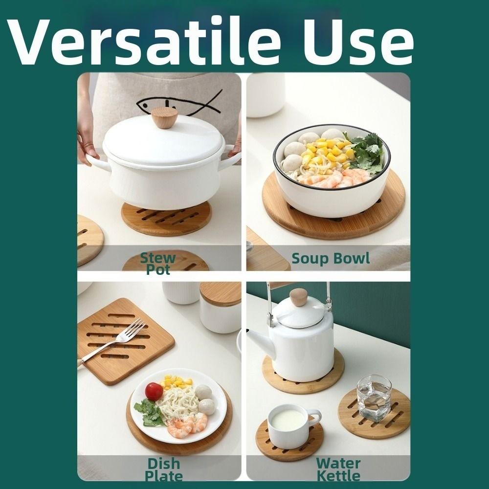 2Pcs Anti Scald Bamboo Pot Holder Japanese Style Nonslip Cup Mat Drink Insulation Pad  Tableware