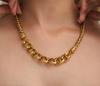 European Styled Link Chain Stainless Steel Plated Gold Fashion Necklace